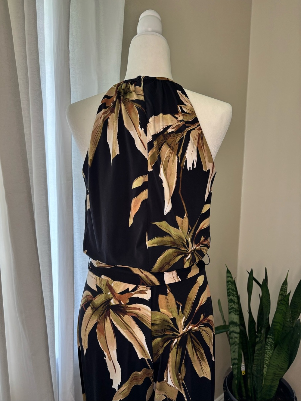 T Tahari Black Floral Halter Jumpsuit - Picture 3 of 6